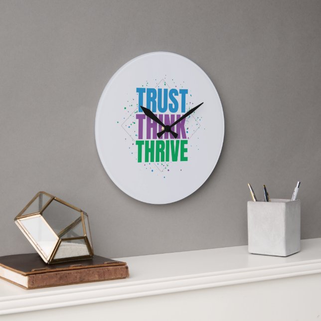 Grande Horloge Ronde Faire Confiance Penser Prospérer – Conception de c (Bureau)