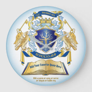 Grande Horloge Ronde Faites de votre propre emblème un livre d'arbre Cl