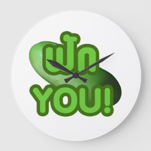 Grande Horloge Ronde FAK YOU ! ... Courge verte (Melon d'hiver)