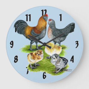 Grande Horloge Ronde Famille Ameraucana de poulet