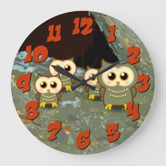 Grande Horloge Ronde Famille Owl