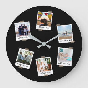 Grande Horloge Ronde Famille personnalisée 6 Photo Collage personnalisé