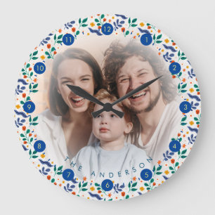 Grande Horloge Ronde Famille personnalisée grande mémoire photo collage