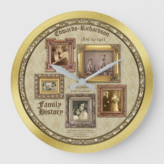 Grande Horloge Ronde Family History Antique Photo Image Gold Collage (Recto)