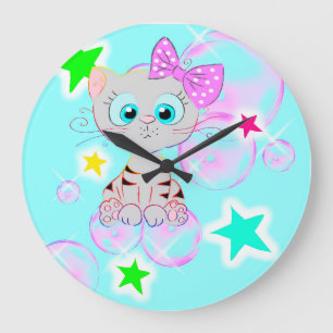 Grande Horloge Ronde Fan Kitten
