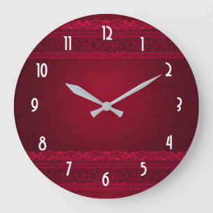 Grande Horloge Ronde Fancy & Elegant Red Background Stylish
