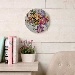 Grande Horloge Ronde Fantaisie Florale