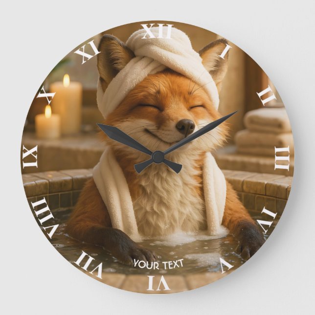 Grande Horloge Ronde Fantasy Cute Fox In Spa (Recto)