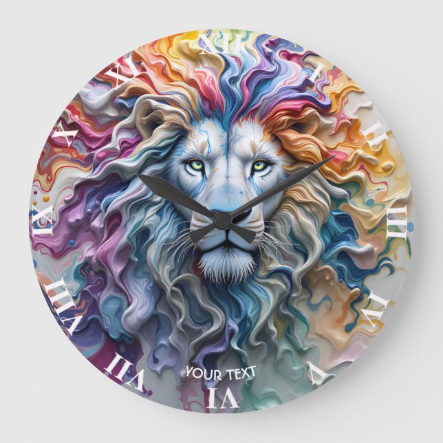Grande Horloge Ronde Fantasy Cute Melting Wax Lion (Recto)