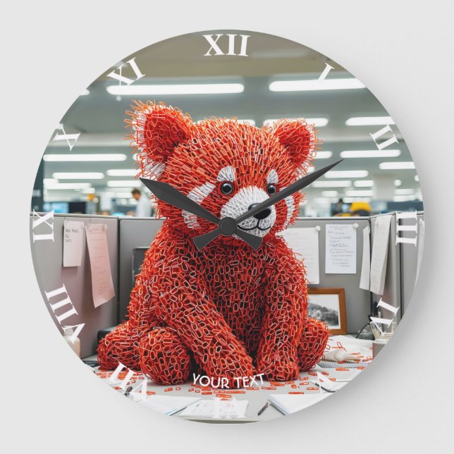 Grande Horloge Ronde Fantasy Cute Paper Clip Bear (Recto)