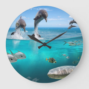 Grande Horloge Ronde Fantasy Dolphins Wall Clock