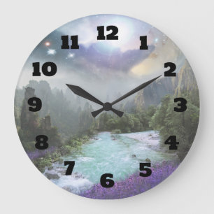 Grande Horloge Ronde Fantasy Scenic Landscape with Rivers and Mountains
