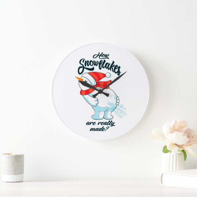 Grande Horloge Ronde Farer Snowman Comment Les Snowflakes Sont Vraiment (Maison)