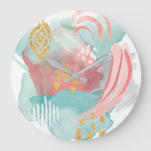 Grande Horloge Ronde Faridas Abstrait - Couleurs Mutées