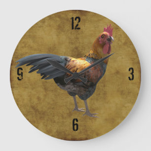 Grande Horloge Ronde Farm Chicken Rooster