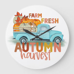 Grande Horloge Ronde Farm Fresh Autumn Harvest Quote