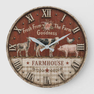 Grande Horloge Ronde Farm Fresh Farmhouse Animal