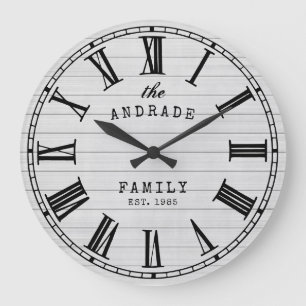 Grande Horloge Ronde Farmhouse Nom de famille Russe White Wood Pays