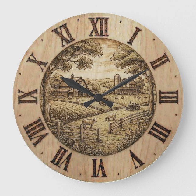 Grande Horloge Ronde Farmhouse Wall Clock (Recto)
