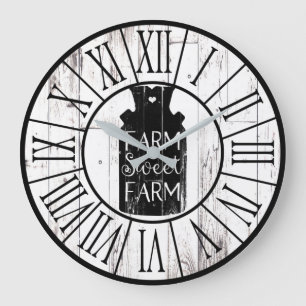 Grande Horloge Ronde Farmhouse White Wood Rustic Milk Jug