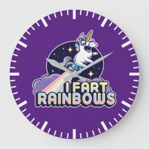 Grande Horloge Ronde Farting Unicorn - Funny Unicorn - I Fart Rainbows