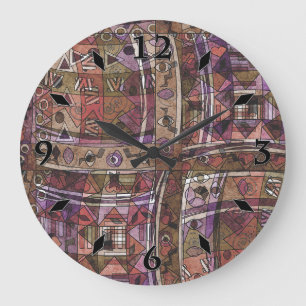 Grande Horloge Ronde Fashionable African abstract tribal Large Clock