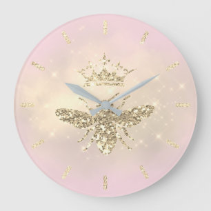 Grande Horloge Ronde fausse parties scintillant queen bebe rose