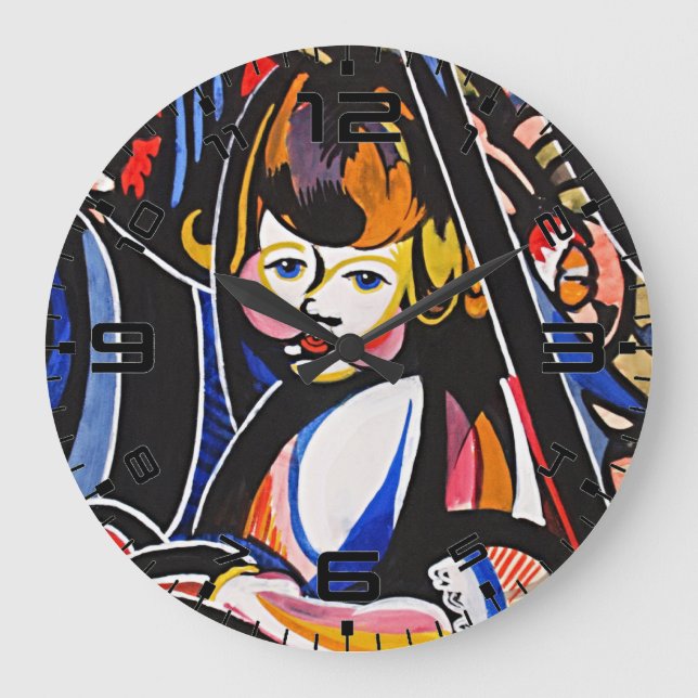 Grande Horloge Ronde Fauvist Child Modern Art Wall Clock (Recto)