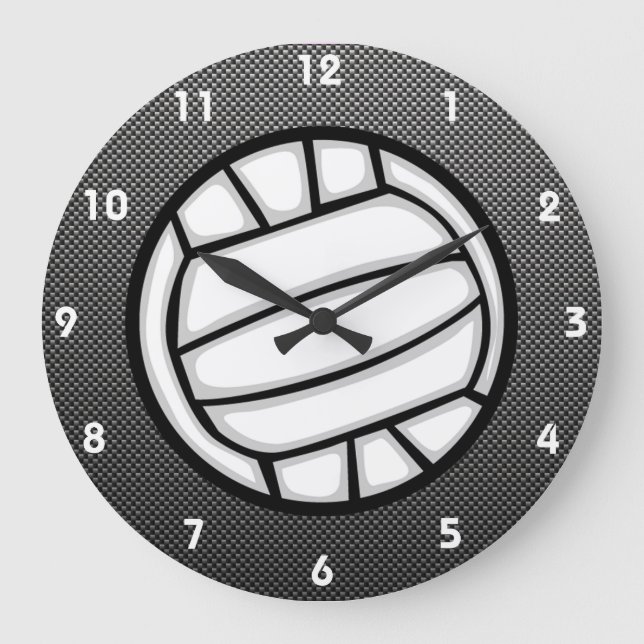 Grande Horloge Ronde Faux Carbon Fiber Volleyball (Recto)