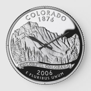 Grande Horloge Ronde Faux Colorado State Quarter Montagnes Rocheuses Ar