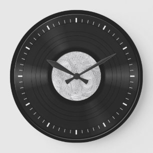 Grande Horloge Ronde Faux disque vinyle fait sur commande