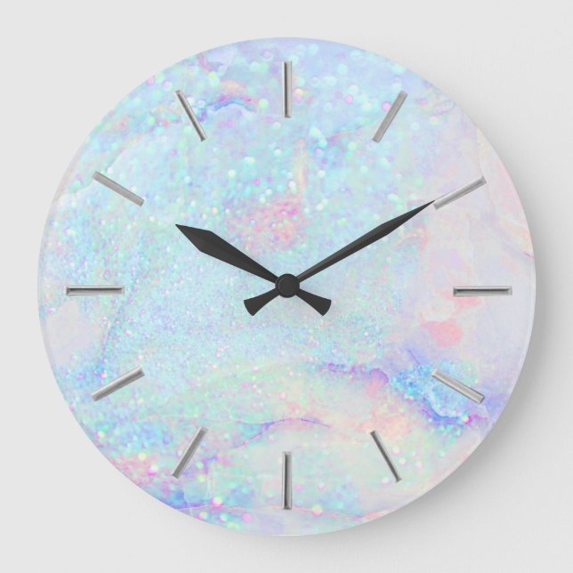 Grande Horloge Ronde faux glitter marble art  (Recto)