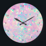 Grande Horloge Ronde FAUX iridescent opal effect Large Clock<br><div class="desc">FAUX holographic opal clock,  the iridescence is only simulated</div>