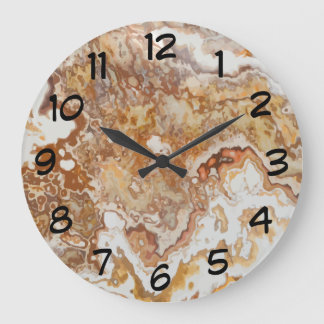 Grande Horloge Ronde Faux Onyx Stone Look Décor