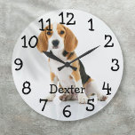 Grande Horloge Ronde Favourite Pet Dog Cat Photo<br><div class="desc">A fun design which you can personalize with your pet's name and photo to create a unique venin. Designed by Thisisnotme</div>