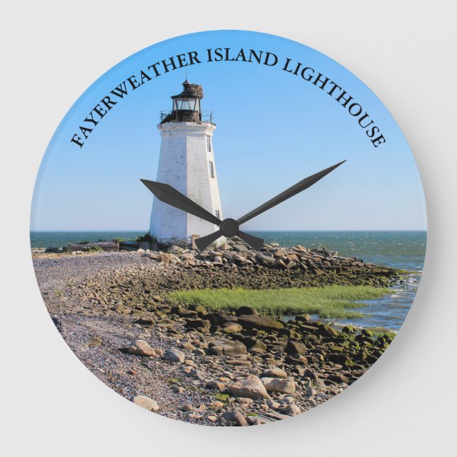 Grande Horloge Ronde Fayerweather Island Lighthouse CT Round Wall Horlo (Recto)
