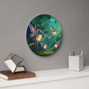 Grande Horloge Ronde Fée des fleurs Baby Shower