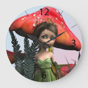 Grande Horloge Ronde Fée en forêt