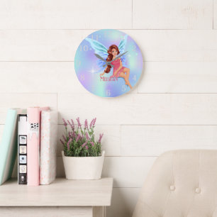 Grande Horloge Ronde Fée personnalisée