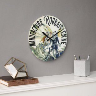 Grande Horloge Ronde Fées Art Nouveau vintage, Lune Pierrot