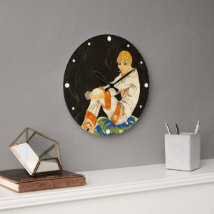 Grande Horloge Ronde Femme Art Déco Vintage, Fumant par S. Chompre