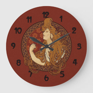Grande Horloge Ronde Femme Art Nouveau Long Haired