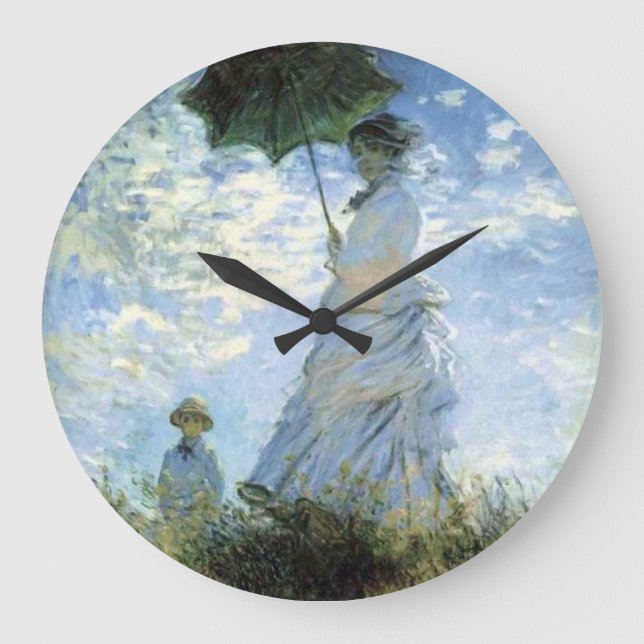 Grande Horloge Ronde Femme avec un parasol (Recto)
