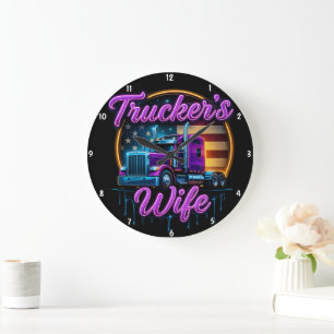 Grande Horloge Ronde Femme de camion : Neon Flag Glow