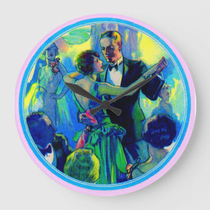 Grande Horloge Ronde Femme et gentleman des années 1920 sur la piste de