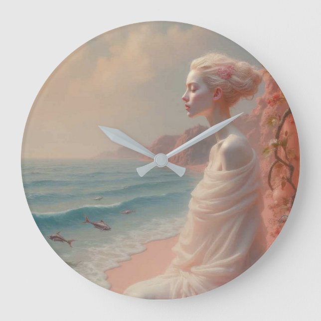 Grande Horloge Ronde Femme éthérée sur Dreamy Beach (Recto)