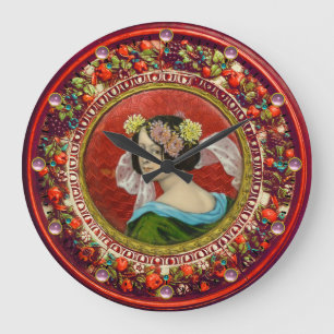 GRANDE HORLOGE RONDE FEMME ROMANTIQUE AVEC FLEURS ÉMAIL VINTAGE