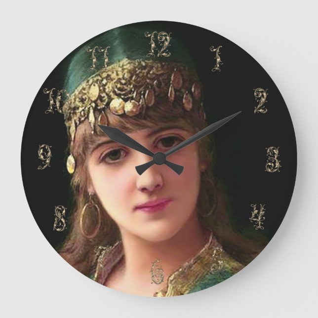 Grande Horloge Ronde Femme tzigane victorieuse élégante boho bellydance (Recto)