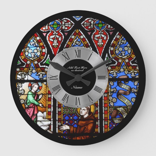 Grande Horloge Ronde Fenêtre en verre tendu Numéros romains personnalis (Recto)