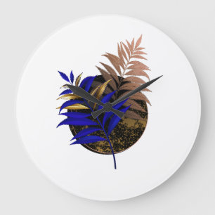 Grande Horloge Ronde Ferme bleue sur cercle noir